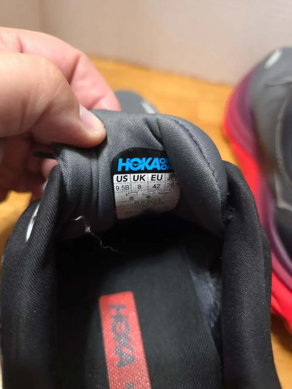HOKA Bondi 8 Running Shoes Castlerock Strawberry Red Gray